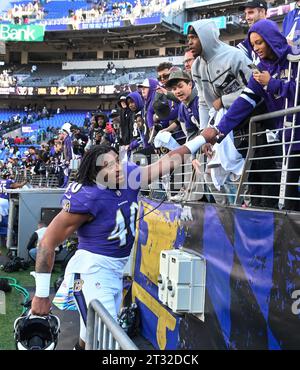 Baltimore Ravens linebacker Malik Harrison (40) in action during the ...