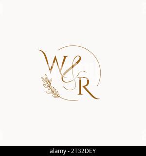 WR initial wedding monogram logo design ideas Stock Vector