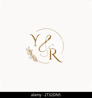 YR initial wedding monogram logo design ideas Stock Vector