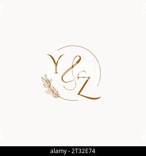 YZ initial wedding monogram logo design ideas Stock Vector