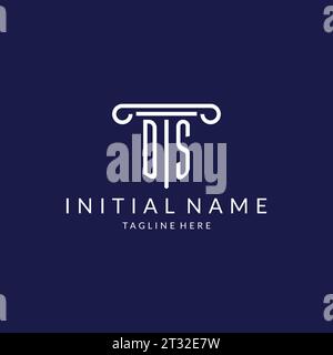 DS logo monogram with pillar shape designs vector Stock Vector