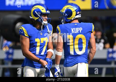 Inglewood, United States. 22nd Oct, 2023. Los Angeles Rams receivers Puka Nacua (L) and Cooper Kupp warm up prior to a game against the Pittsburgh Steelers at SoFi Stadium in Inglewood, California Sunday, October 22, 2023.Photo by Jon SooHoo/UPI Credit: UPI/Alamy Live News Stock Photo