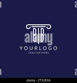 BB logo monogram with pillar shape designs vector Stock Vector