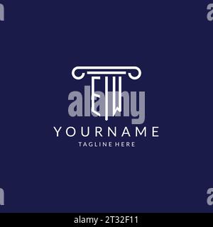 EW logo monogram with pillar shape designs vector Stock Vector