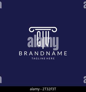 CV logo monogram with pillar shape designs vector Stock Vector