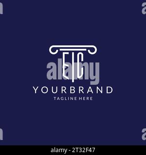 EC logo monogram with pillar shape designs vector Stock Vector
