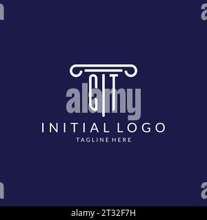 CT logo monogram with pillar shape designs vector Stock Vector