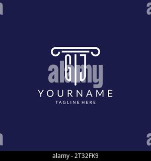 GJ logo monogram with pillar shape designs vector Stock Vector