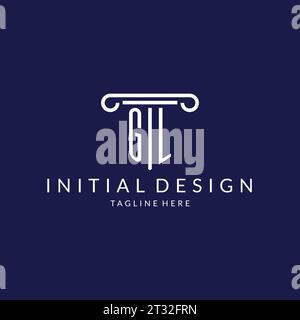 GL logo monogram with pillar shape designs vector Stock Vector