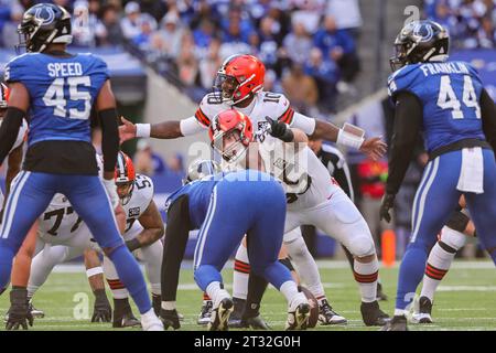 Cleveland Browns center Ethan Pocic (55) looks on during pre-game warm ...