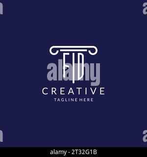 FD logo monogram with pillar shape designs vector Stock Vector