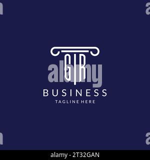 GR logo monogram with pillar shape designs vector Stock Vector