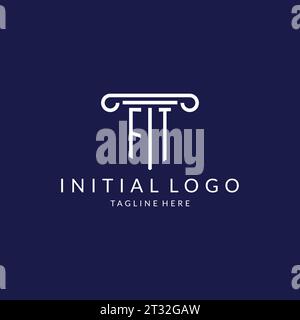 FT logo monogram with pillar shape designs vector Stock Vector