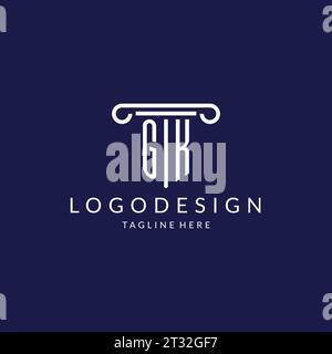 GK logo monogram with pillar shape designs vector Stock Vector