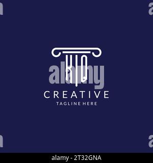 KQ logo monogram with pillar shape designs vector Stock Vector