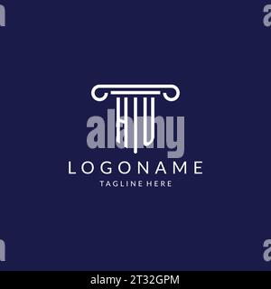 HU logo monogram with pillar shape designs vector Stock Vector