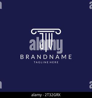 JV logo monogram with pillar shape designs vector Stock Vector
