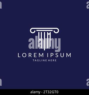 HM logo monogram with pillar shape designs vector Stock Vector