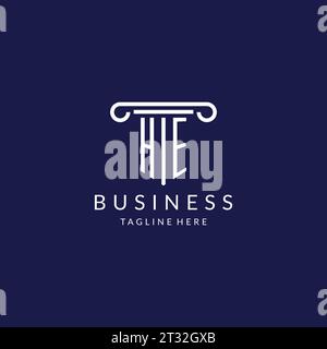 HE logo monogram with pillar shape designs vector Stock Vector