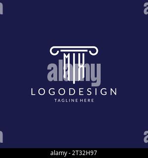 MX logo monogram with pillar shape designs vector Stock Vector