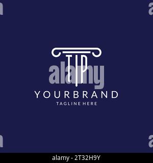 TP logo monogram with pillar shape designs vector Stock Vector