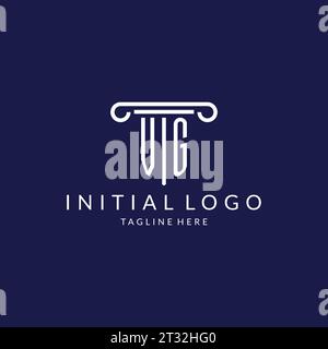 VG logo monogram with pillar shape designs vector Stock Vector