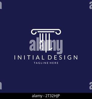 KL logo monogram with pillar shape designs vector Stock Vector