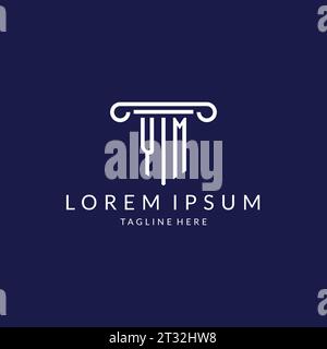 YM logo monogram with pillar shape designs vector Stock Vector