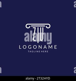 ZU logo monogram with pillar shape designs vector Stock Vector