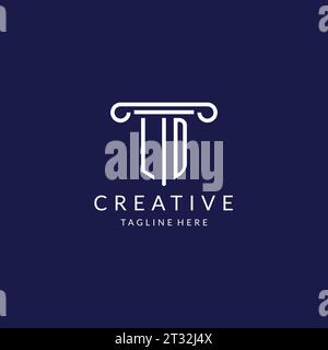 LD logo monogram with pillar shape designs vector Stock Vector