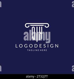 QX logo monogram with pillar shape designs vector Stock Vector