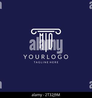 MO logo monogram with pillar shape designs vector Stock Vector
