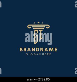 GI monogram initial logo with pillar and stars, legal firm design inspiration Stock Vector