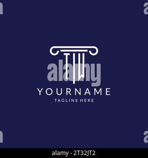 TW logo monogram with pillar shape designs vector Stock Vector