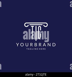 TC logo monogram with pillar shape designs vector Stock Vector