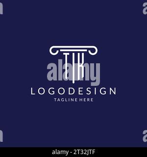TK logo monogram with pillar shape designs vector Stock Vector