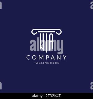 WA logo monogram with pillar shape designs vector Stock Vector