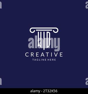 WD logo monogram with pillar shape designs vector Stock Vector