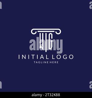 WG logo monogram with pillar shape designs vector Stock Vector