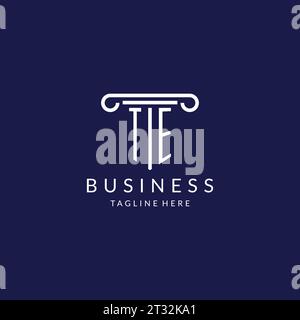 TE logo monogram with pillar shape designs vector Stock Vector