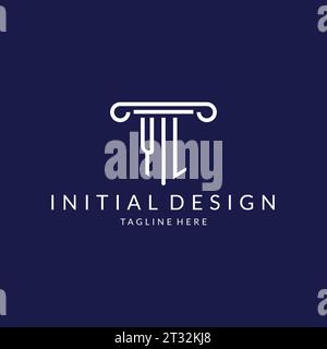 YL logo monogram with pillar shape designs vector Stock Vector