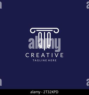 QQ logo monogram with pillar shape designs vector Stock Vector