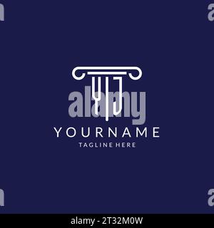 YJ logo monogram with pillar shape designs vector Stock Vector