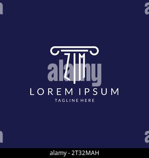 ZM logo monogram with pillar shape designs vector Stock Vector