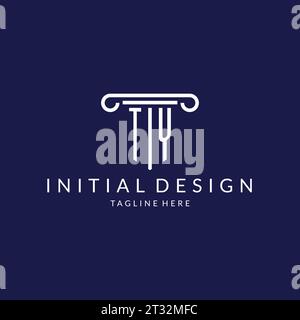 TY logo monogram with pillar shape designs vector Stock Vector