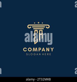 CA monogram initial logo with pillar and stars, legal firm design inspiration Stock Vector