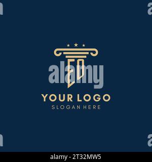 EO monogram initial logo with pillar and stars, legal firm design inspiration Stock Vector
