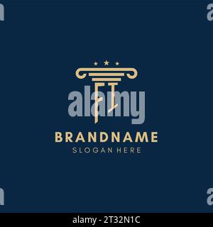 FI monogram initial logo with pillar and stars, legal firm design inspiration Stock Vector