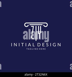 ZY logo monogram with pillar shape designs vector Stock Vector
