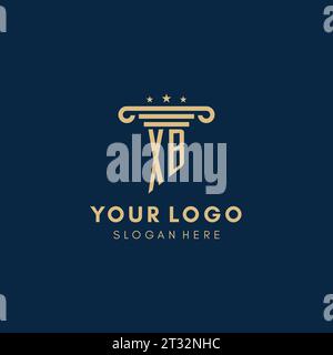XB monogram initial logo with pillar and stars, legal firm design inspiration Stock Vector